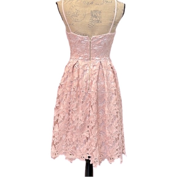 Design Lab Lord & Taylor Pink Lace Midi Dress Size Small - Picture 7 of 9